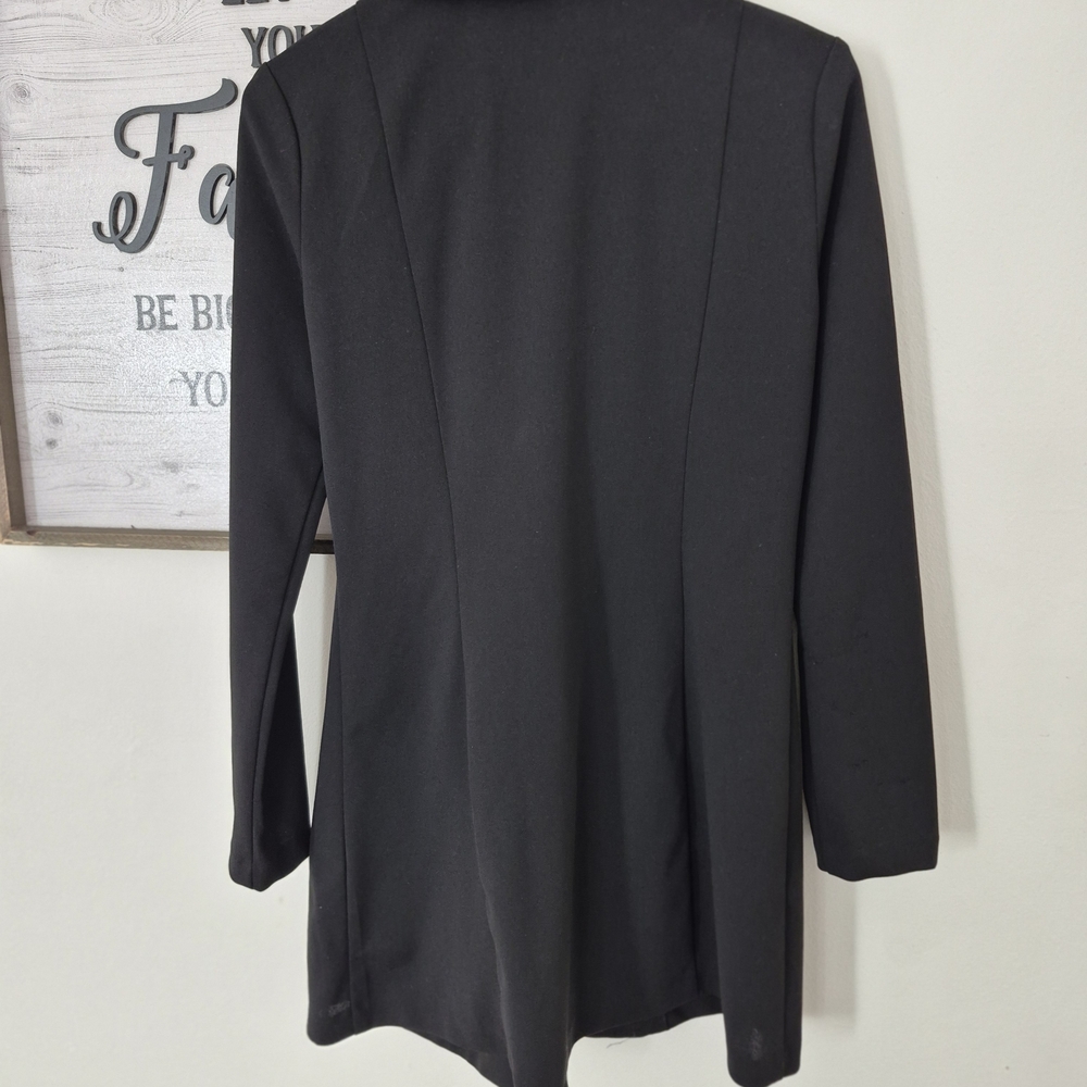 Chic Black Pea Coat with Gold Buttons - Picture 6 of 8
